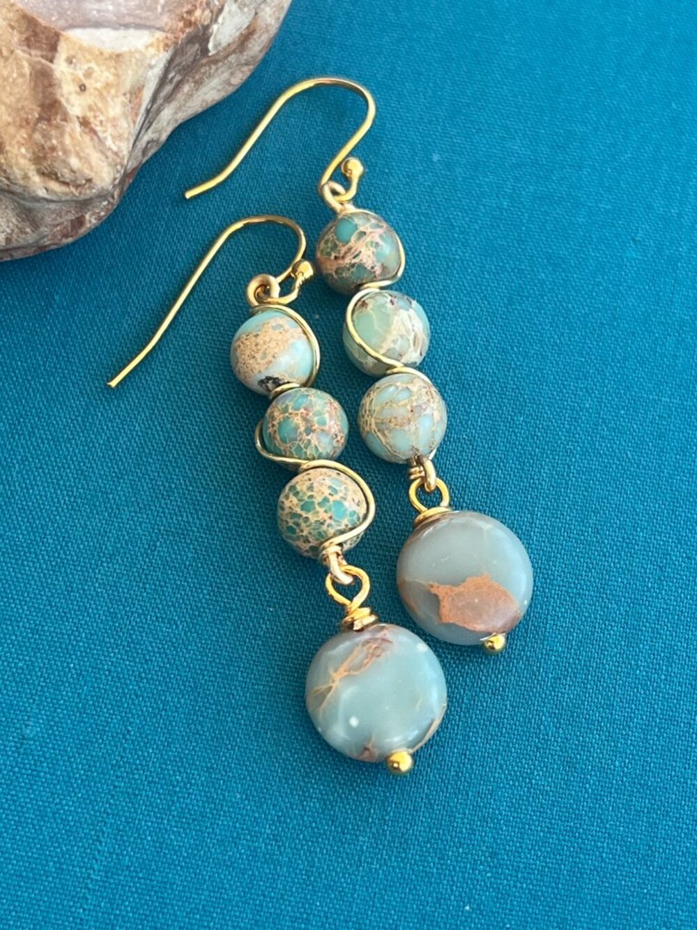 Sea Sediment Jasper Dangle Earrings | Aqua Terra Jasper Jewelry | Turquoise Blue